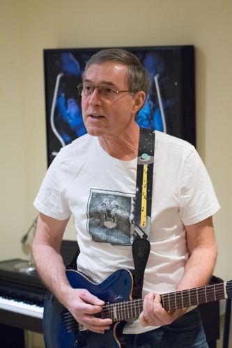 Marc Dumais at the Shades of Grey band practice in Kanata, Ontario, February 16, 2017. Photo by Garth Gullekson