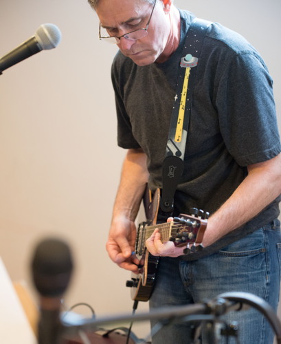 Marc on Guitar at the Shades of Grey band practice in Barrhaven, Ontario, April 5, 2017. 