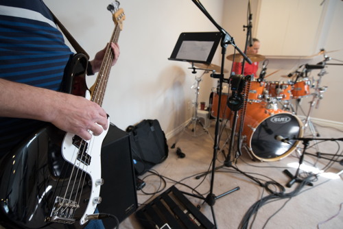 Bass and drums at the Shades of Grey band practice in Barrhaven, Ontario, April 5, 2017. Photo by Garth Gullekson