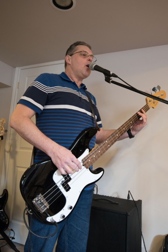 Scott singing and playing at the Shades of Grey band practice in Barrhaven, Ontario, April 5, 2017. Photo by Garth Gullekson