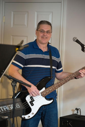 Scott having fun at the Shades of Grey band practice in Barrhaven, Ontario, April 5, 2017. Photo by Garth Gullekson