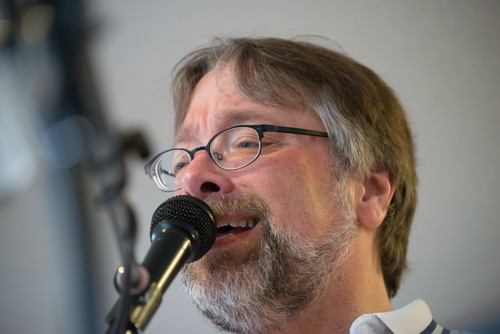 Joe singing at the Shades of Grey band practice in Barrhaven, Ontario, April 5, 2017. Photo by Garth Gullekson